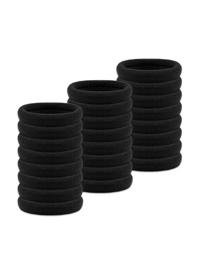 IKOCO Thick Seamless Cotton Hair Bands Ikoco 60Pcs Large Thick Stretch Hair Ties No Damage For Thick Hair 2 Inch (Black) - Image 2
