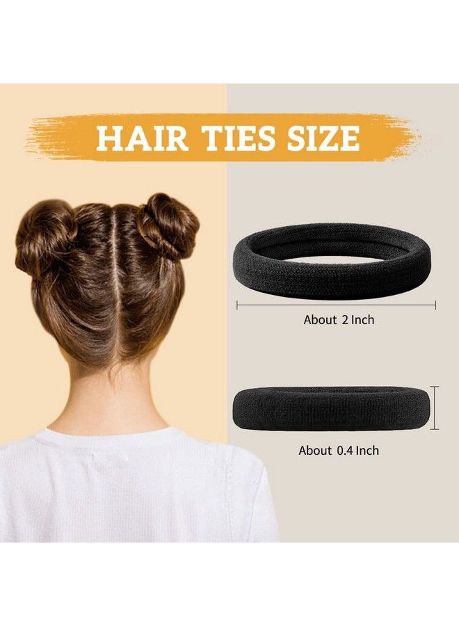 IKOCO Thick Seamless Cotton Hair Bands Ikoco 60Pcs Large Thick Stretch Hair Ties No Damage For Thick Hair 2 Inch (Black) - Image 4