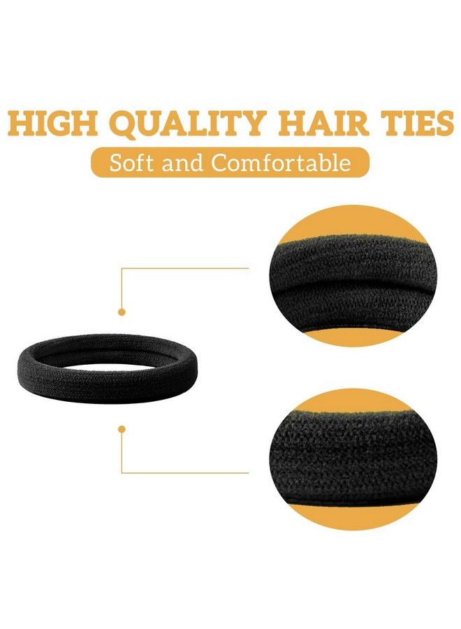 IKOCO Thick Seamless Cotton Hair Bands Ikoco 60Pcs Large Thick Stretch Hair Ties No Damage For Thick Hair 2 Inch (Black) - Image 3