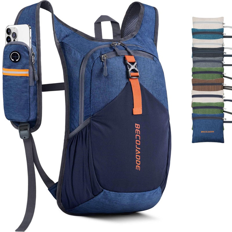 BECOJADDE 15L Small Hiking Backpack for Men Women Foldable Packable Back Pack Ultralight Hiking Daypack for Travel Camping Outdoor, Navy Blue - Image 1