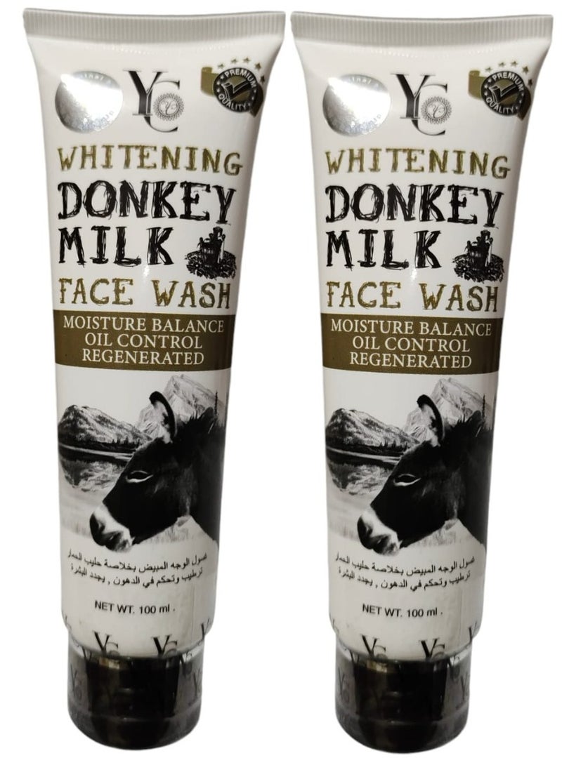 واي سي قطعتين من غسول الوجه المبيض بخلاصة حليب الحمار 100x2 مل - Image 1