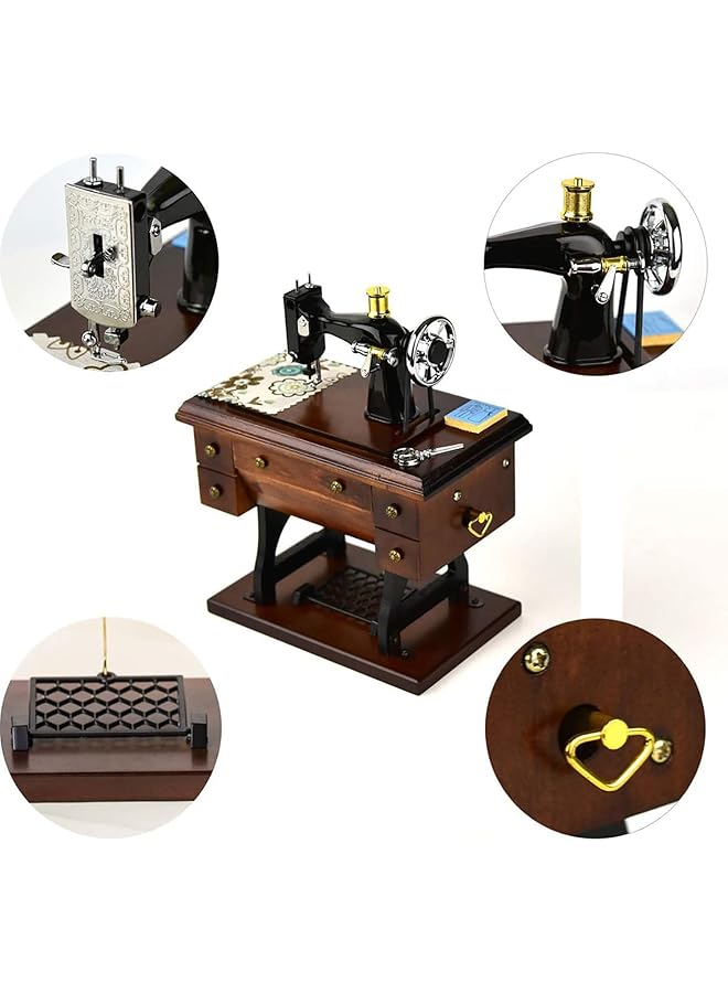 إيروريكس صندوق موسيقى ماكينة الخياطة هدية صندوق موسيقى ميكانيكي صغير عتيق مع لحن "You Are My Sunshine" بوصة مثالي لعيد الأم وأعياد الميلاد وديكور غرفة الخياطة - Image 2