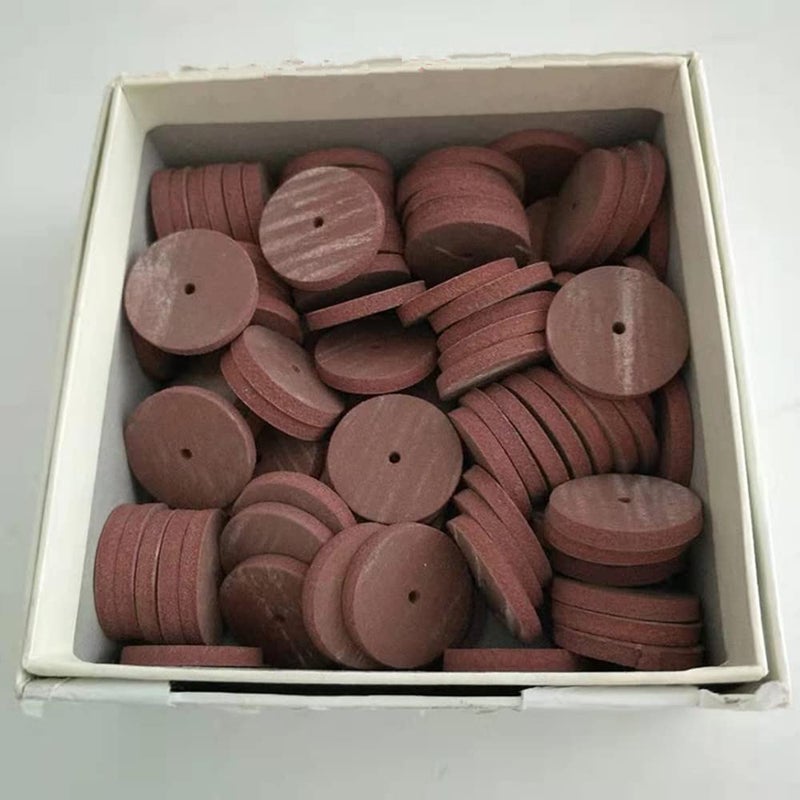SeeFDENT 100pcs Dental Silicone Rubber Polishing Wheels, Rotary Tool Lab Jewelry Polishing Disc Brown Color - Image 1