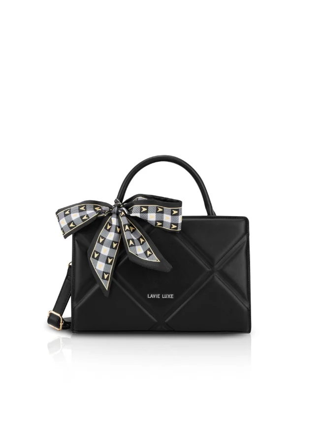 لافي حقيبة نسائية فاخرة كوارو أفقية صغيرة سوداء