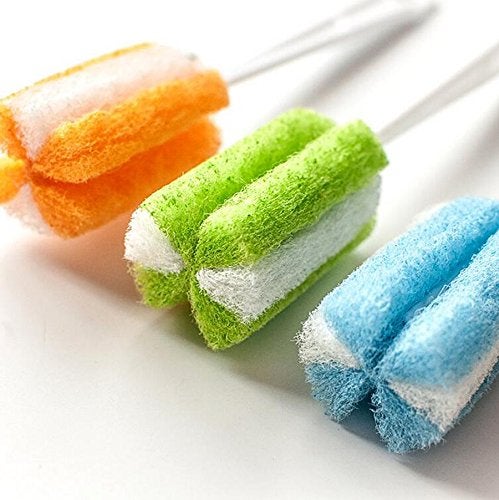 UPSTORE 3PCS Soft Hanging Sponge Cleaning Brush Cleaner with Long Handle Cup Feeding Bottle Scrubber Washing Brushes for Coffee Glasses Pot Milk Cup Mugs Winebottle Baby Bottles(Color Random) - Image 5