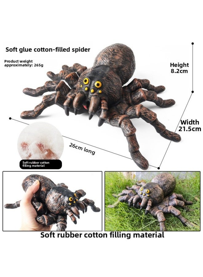 Loquat Trick Toy Simulation Spider Poisonous Spider Insect Animal Model Children's Toy Plastic Ornaments Gift-Color:Yb Large Soft Cotton-filled Spider - Image 1