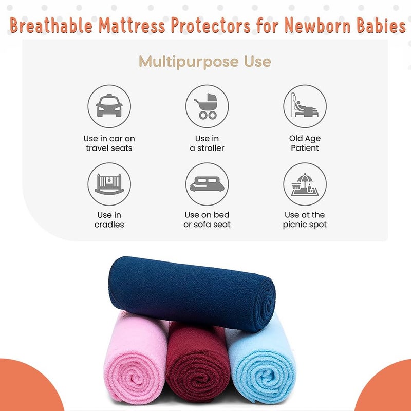 Linen affairs Baby Dry Sheet AntiPiling Fleece Extra Absorbent Quick Dry Sheet for New Born Babies Reusable Cotton Bed Protector Mattress 100X140 CM Large 2 Piece Maroon Sky Blue  - Image 5