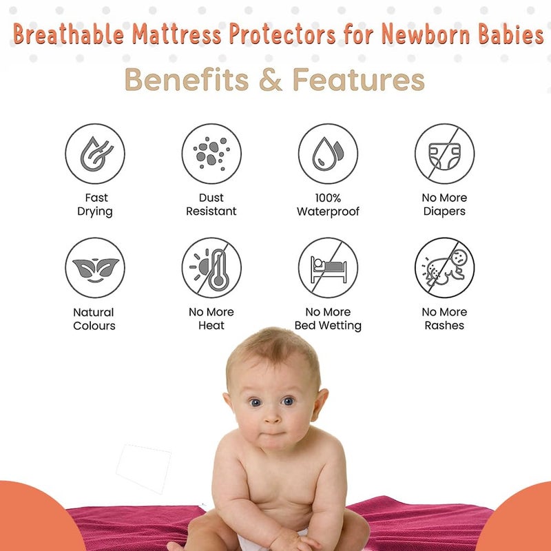 Linen affairs Baby Dry Sheet AntiPiling Fleece Extra Absorbent Quick Dry Sheet for New Born Babies Reusable Cotton Bed Protector Mattress 100X140 CM Large 2 Piece Maroon Sky Blue  - Image 4