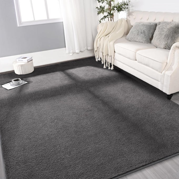LARGE ULTRA SOFT MODERN AREA RUGS FOR LIVING ROOM BEDROOM 4X6 FEET DARK GREY THICKENED MEMORY FOAM INDOOR SOLID MINIMALIST CARPETS NONSLIP COMFY RUG FOR BOYS GIRLS NURSERY ROOM HOME DECOR