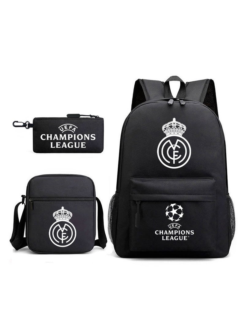 ريال مدريد على ظهره مقلمة حقيبة ثلاثة قطعة دعوى الرجال والنساء الترفيه الرياضة حقيبة السفر طالب حقيبة المدرسة