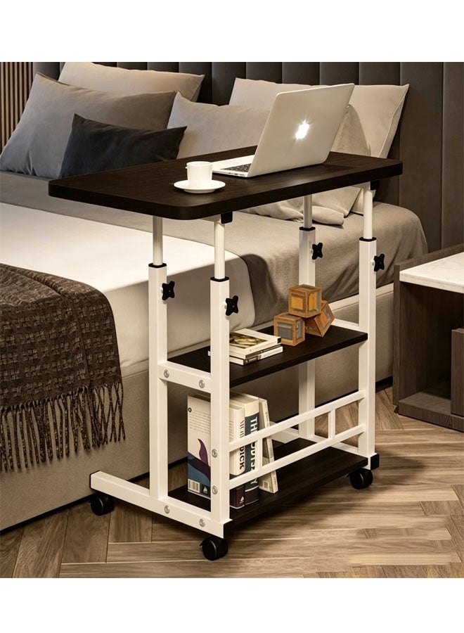 Bukela 2 Tier Movable Laptop Table Study Writing Table on Wheels Height Adjustable Portable Computer Standing Desk Side End Table for Over Bed Sofa Reading Eating - Image 1