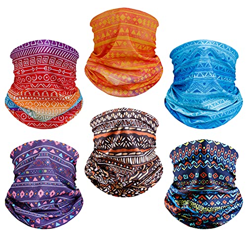 AZORINA 6 Pack Neck Gaiter Elastic Balaclavas Face Mask Versatile Bandana for Men Women - Image 1