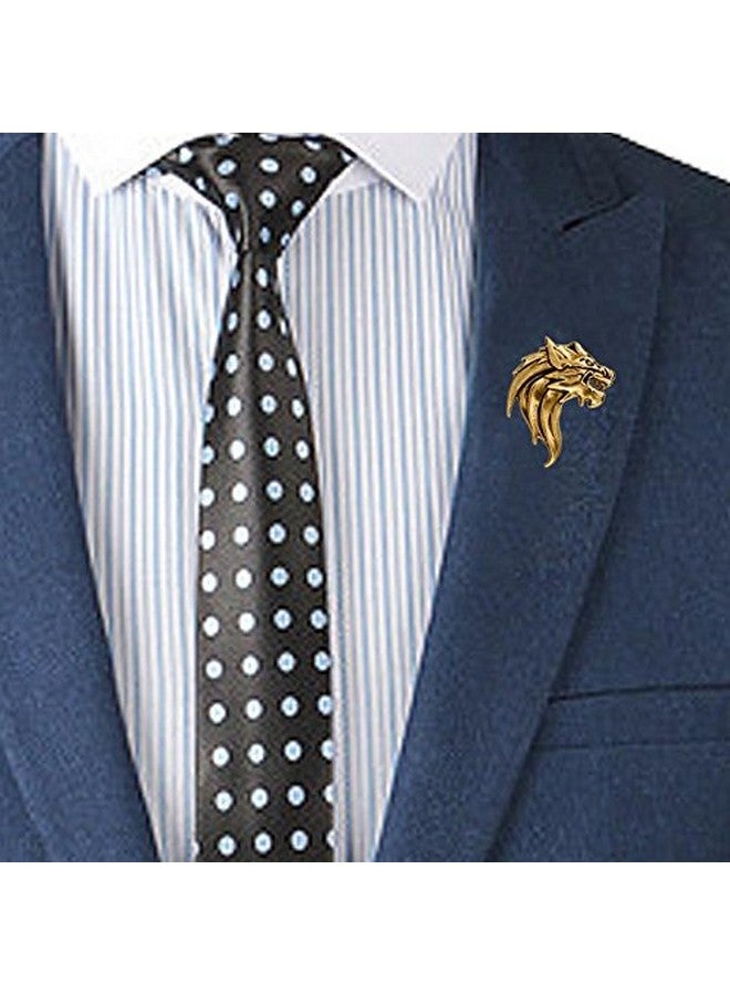 TRIPIN TRIPIN Lapel Pin For Men Suit Brooch For Men Golden Classic Lion Face Design Women For Office Corporate Party French Cuff Shirts Shirt Suit Blazer (Golden) - Image 2