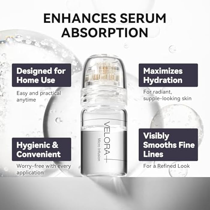 VELORA Micro Infusion System for Face - Hydrating Peptide & Hyaluronic Acid Serum Set, Skin-Smoothing Radiance Set with 0.25mm Stamp, At-Home Facial Kit, 1-Month Supply (1-Month Supply) - Image 3