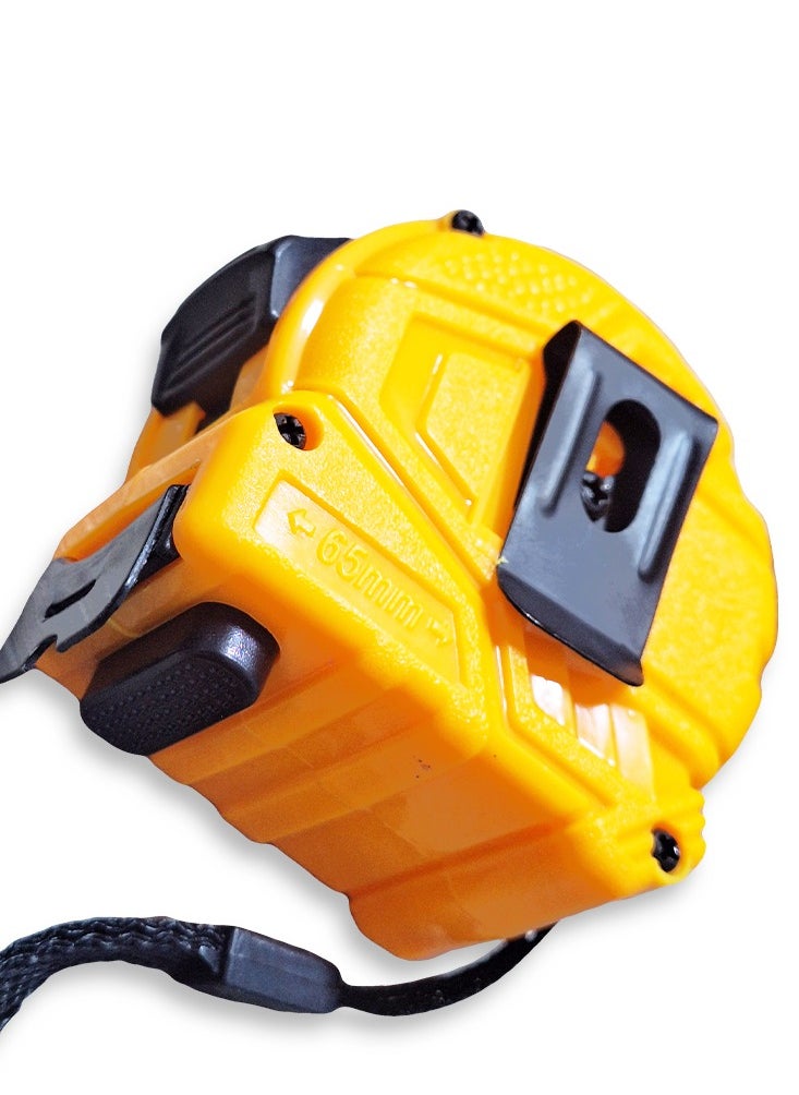 ABC - Measuring tape 3m length x 16mm width , made of reinforced plastic and rubber, automatic locking that easily holds the tape in place, strong magnetic tip, clear and easy to read graduations, equipped with a hand lanyard for easy carrying and mobility while working. - Image 1