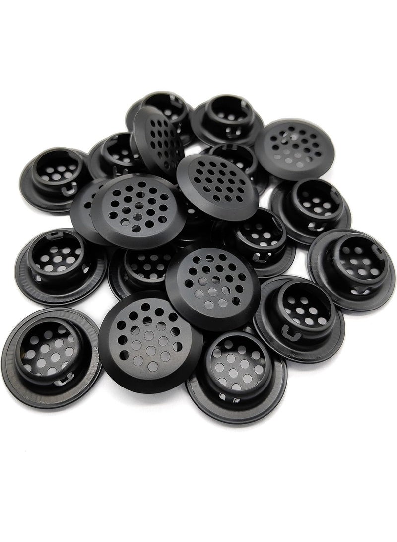 20Pcs Air Vents 19mm Circular Soffit Vent Stainless Steel Round Vent Mesh Hole Louver for Kitchen Bathroom Cabinet Wardrobe (Black) - Image 1