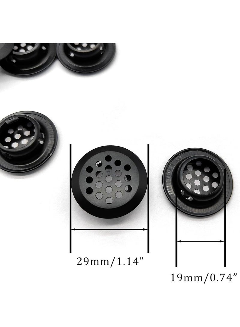 20Pcs Air Vents 19mm Circular Soffit Vent Stainless Steel Round Vent Mesh Hole Louver for Kitchen Bathroom Cabinet Wardrobe (Black) - Image 2