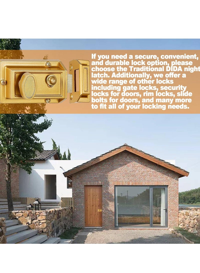 Premium Double Locking Rim Night Latch, Solid Brass Door Lock for Garden and Yard Gates, 60mm Backset, Polished Finish - Image 4