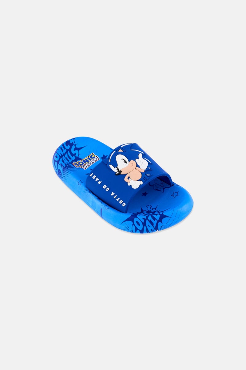 SONIC Toddlers Boy Sonic The Hedgehog Slip On Slides, Blue - Image 1