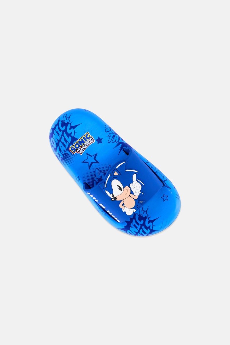 SONIC Toddlers Boy Sonic The Hedgehog Slip On Slides, Blue - Image 3