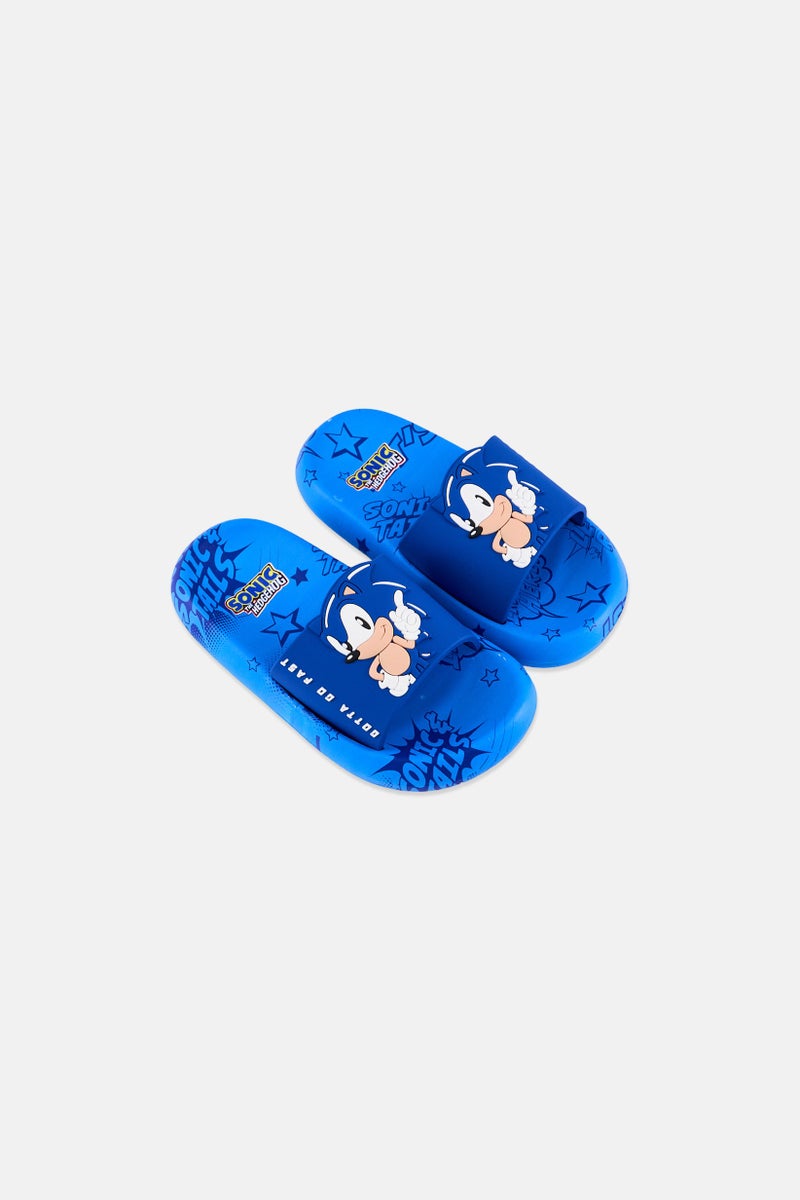 SONIC Toddlers Boy Sonic The Hedgehog Slip On Slides, Blue - Image 4