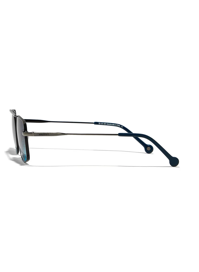 30Sundays Heirloom,Unisex Sunglasses, Rectangle Sunglasses, UV Protection: UV400 (Silver,Blue)
