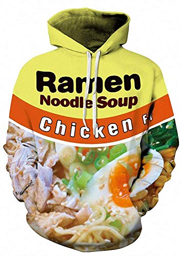 Keasmto 3D Ramen Chicken Noodle Soup Hoodies Sweatshirts for Men Women Cotton Cute 3X-Large - Image 1