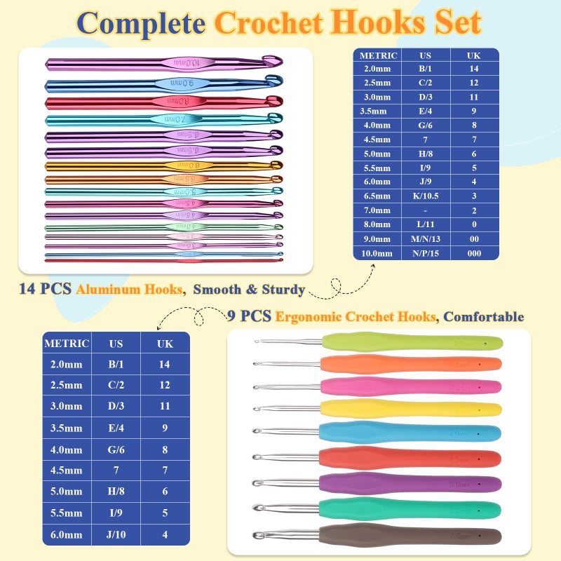 Aeelike Crochet Kit for Beginners, Complete Beginners Crochet Kit for Adults Including Two Tpyes of Crochet Hooks, 1693 Yards Yarn, Portable Yarn Bag, Instruction & Crocheting Accessories, Navy - Image 4