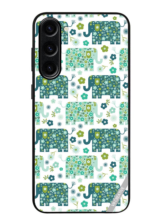 VR CREATIVE Protective Case Cover For Samsung Galaxy S23 Cute Elephant Green Design Multicolour - Image 1