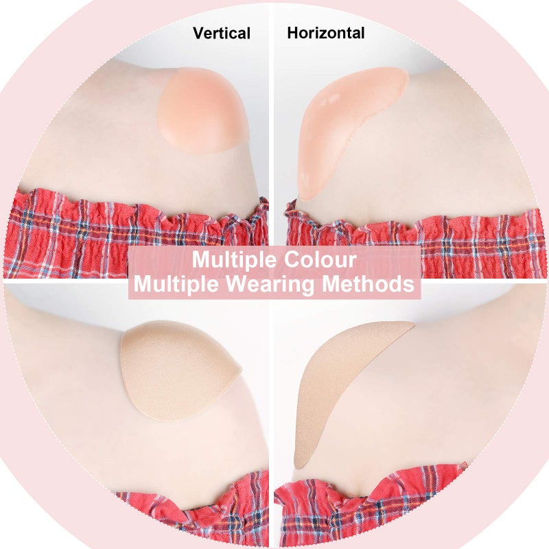 WILLBOND 4 Pairs Women Shoulder Pads Push up Soft Adhesive Silicone Anti Slip Enhancer Shoulder Pads for Women Clothing(Flesh Color, Transparent Flesh Color) - Image 4