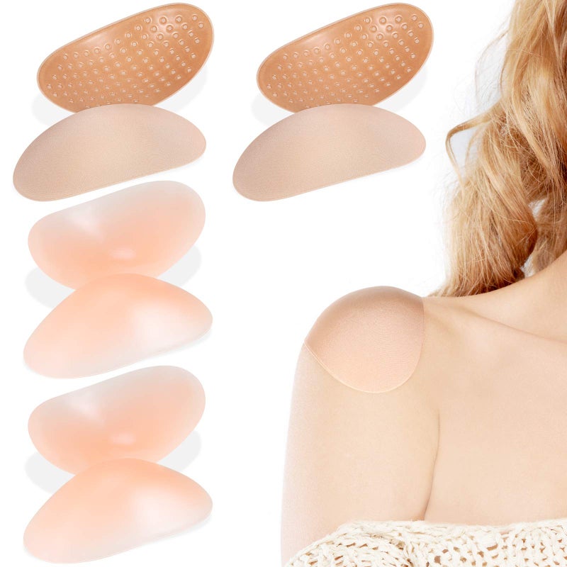 WILLBOND 4 Pairs Women Shoulder Pads Push up Soft Adhesive Silicone Anti Slip Enhancer Shoulder Pads for Women Clothing(Flesh Color, Transparent Flesh Color) - Image 1