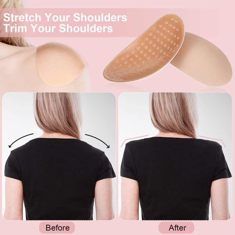 WILLBOND 4 Pairs Women Shoulder Pads Push up Soft Adhesive Silicone Anti Slip Enhancer Shoulder Pads for Women Clothing(Flesh Color, Transparent Flesh Color) - Image 3