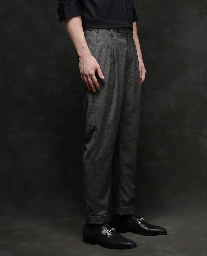 Rare Rabbit Men's Pleated Check Trousers