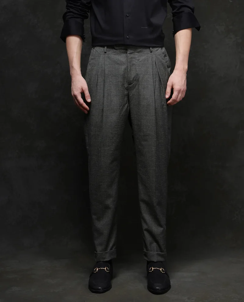 Rare Rabbit Men's Pleated Check Trousers