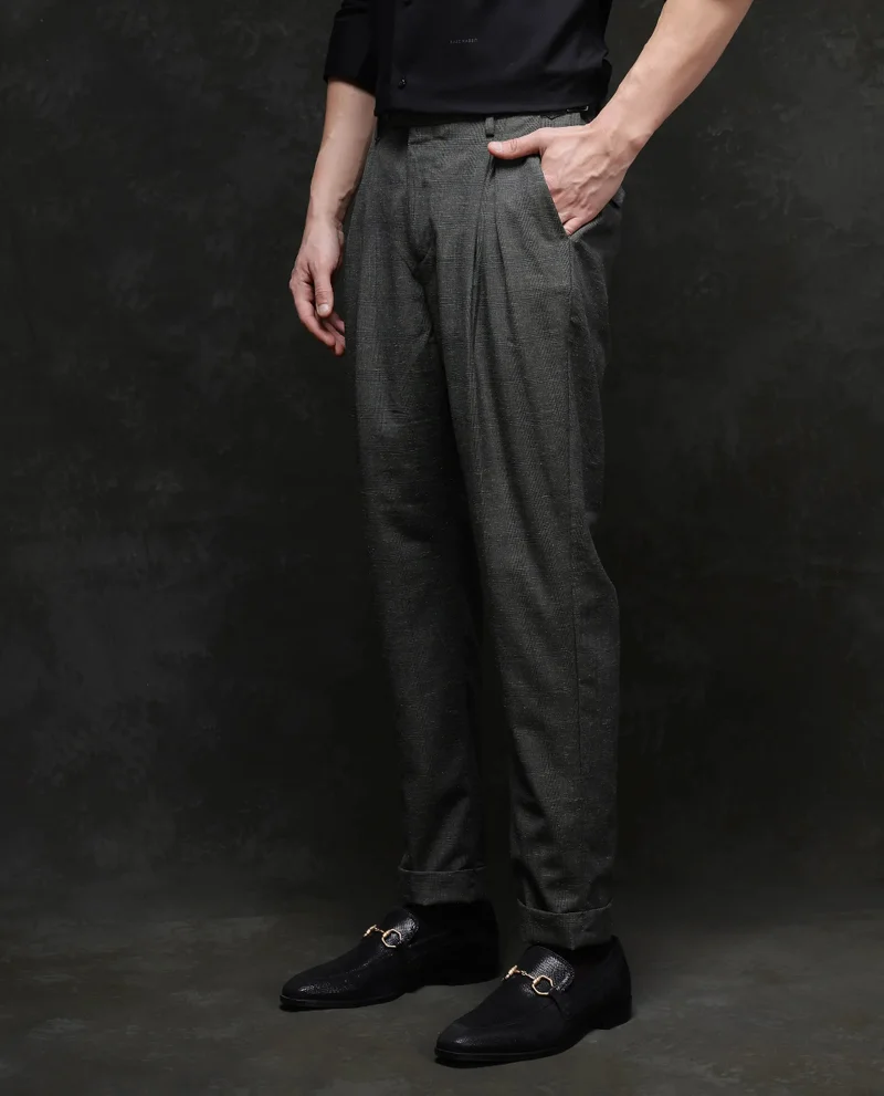 Rare Rabbit Men's Pleated Check Trousers