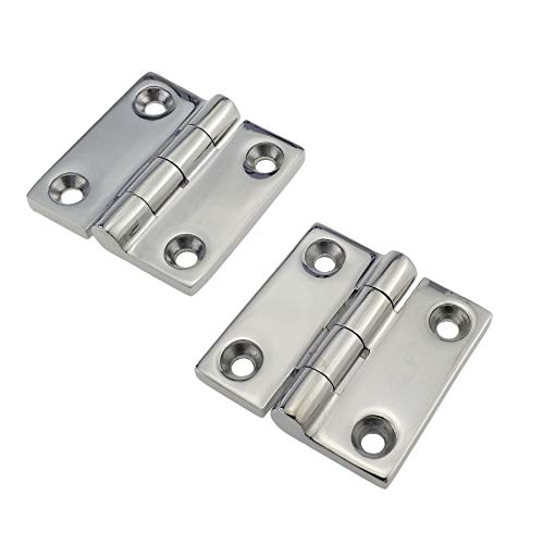 keehui Marine Grade 316 Stainless Steel Pair 2" Heavy Duty Casting Solid Mirror-Like Butt Hinge Door Hings for Boat Yacht,RVS - Image 1