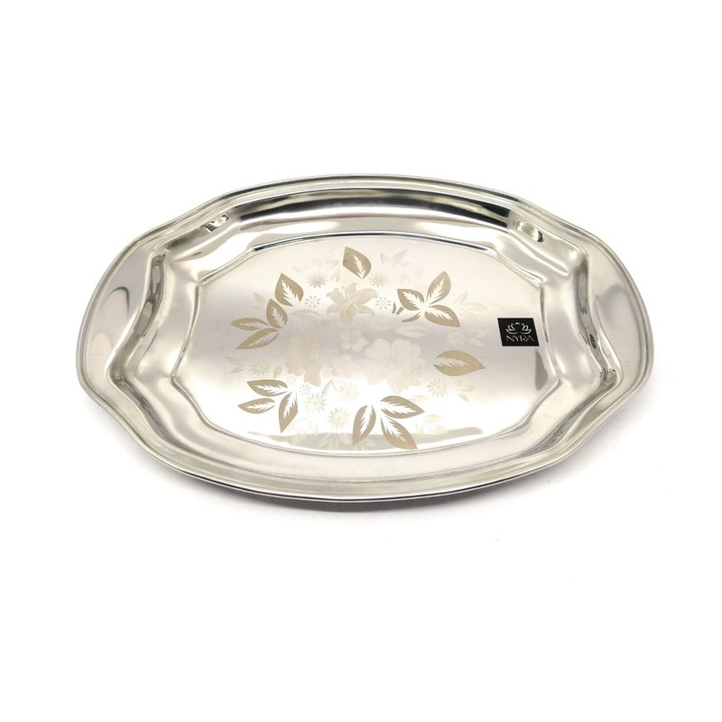 NYRA® Stainless Steel Laser Print Design Serving Tray (2) - Image 1