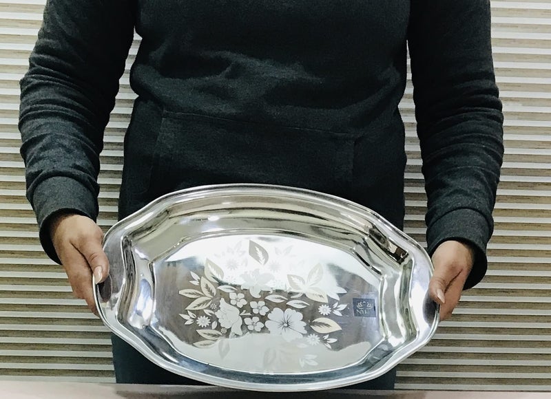 NYRA® Stainless Steel Laser Print Design Serving Tray (2) - Image 5