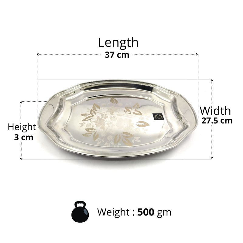 NYRA® Stainless Steel Laser Print Design Serving Tray (2) - Image 3
