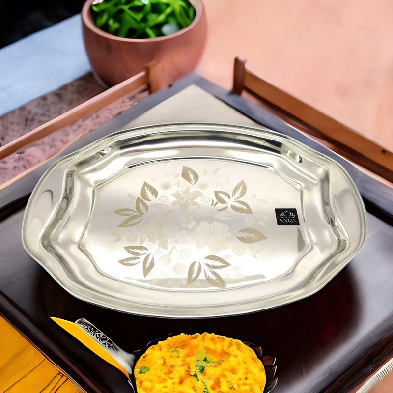 NYRA® Stainless Steel Laser Print Design Serving Tray (2) - Image 2