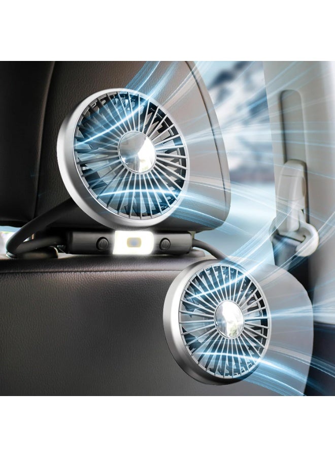Cooling Fan for Car Backseat Kids Baby Rear Facing, Portable USB Car Fan for Vehicle SUV RV Pickup Truck Headrest - Powerful 3-Speed LED Light - Image 3