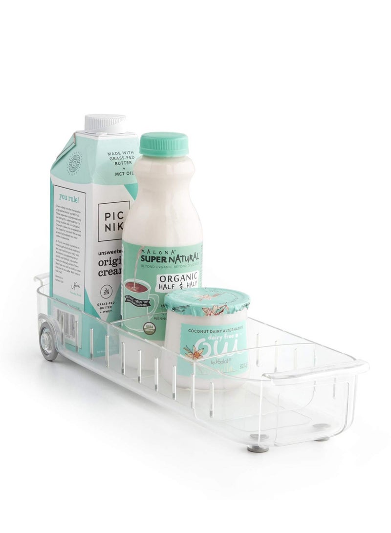 Excefore RollOut Fridge Caddy Maximize Your Fridge Space 4" Wide Multipurpose Organizer Boxes for Kitchen Fridge Cupboard Pantry Under Sink BPA Free - Image 1