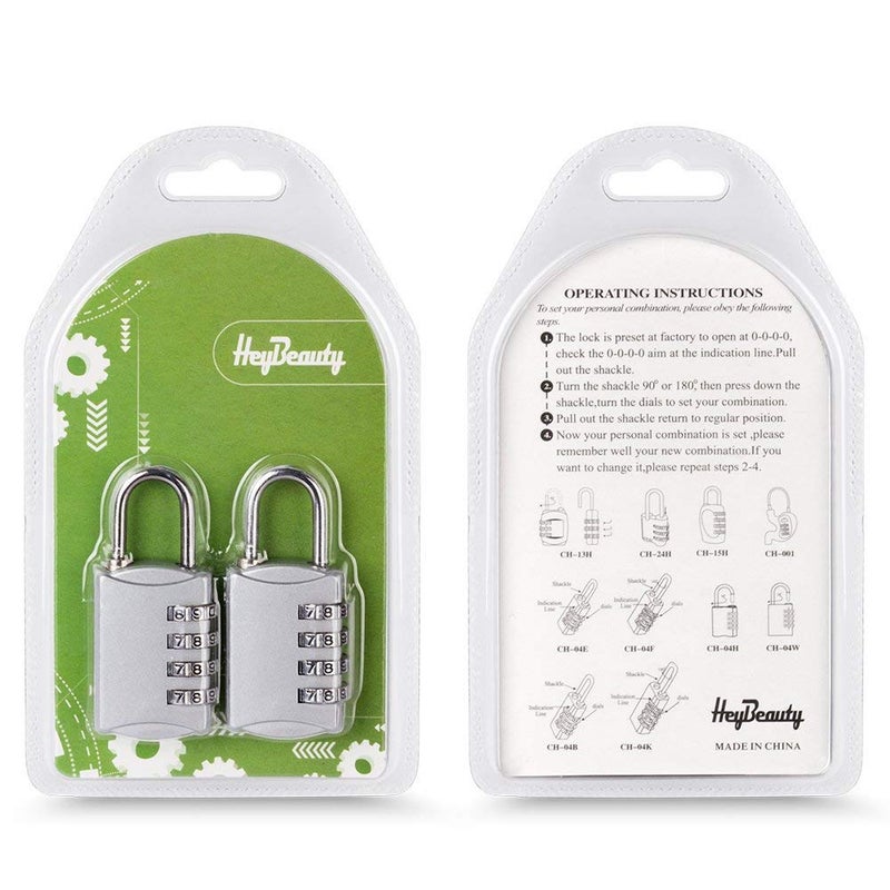 HeyBeauty HeyBeauty Combination Padlocks, 4 Digit Security Padlock, [2 Pack] Combination Lock for School Gym Suitcase Luggage  - Image 2