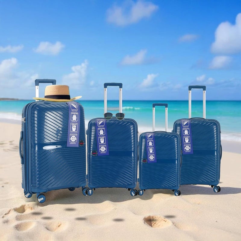 Solo PP Trolley Luggage Set - 4 Piece Expandable Travel Suitcase with 4 Wheels in Blue - Image 4