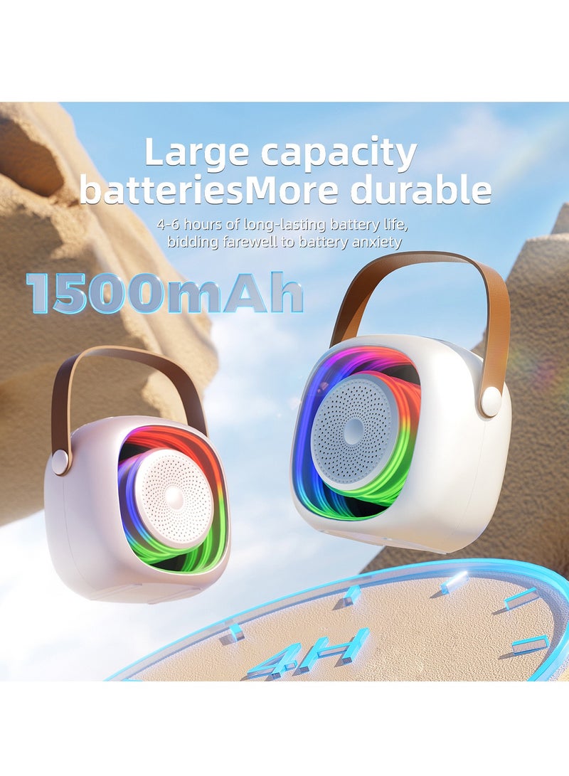 Karaoke Bluetooth Speaker with 2 Wireless Mic,Mini Portable Bluetooth Speaker with Microphone,Colorful Ambient Light for Family Gatherings and Entertainment - Image 3