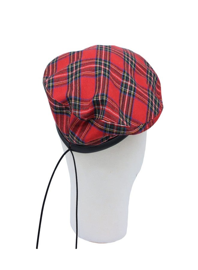 WITHMOONS Cotton Plaid Beret Hat Tartan Check French Beanie Cap YZF0083 (Red) - Image 4