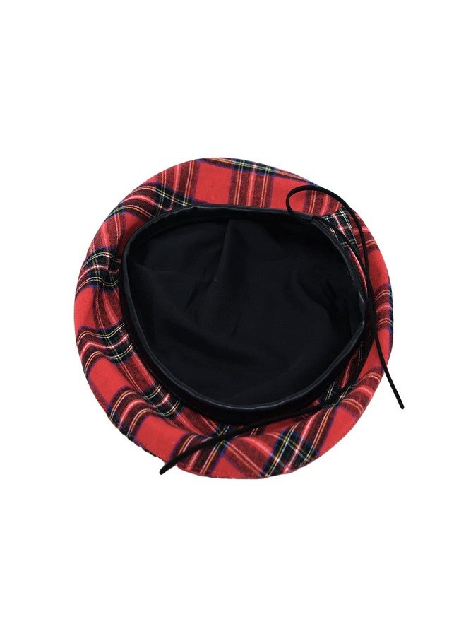 WITHMOONS Cotton Plaid Beret Hat Tartan Check French Beanie Cap YZF0083 (Red) - Image 5