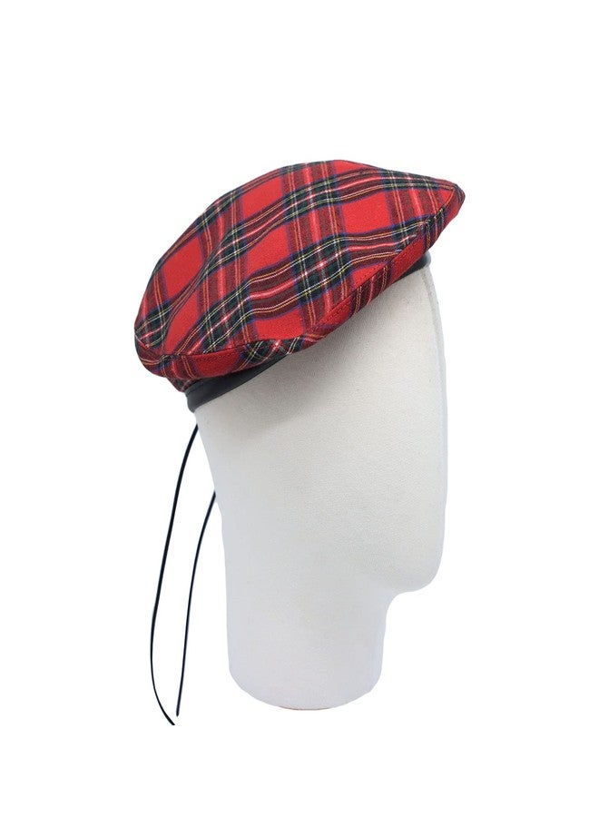 WITHMOONS Cotton Plaid Beret Hat Tartan Check French Beanie Cap YZF0083 (Red) - Image 3