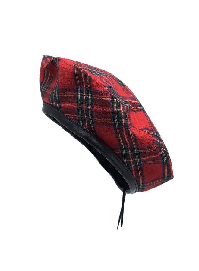 WITHMOONS Cotton Plaid Beret Hat Tartan Check French Beanie Cap YZF0083 (Red) - Image 1