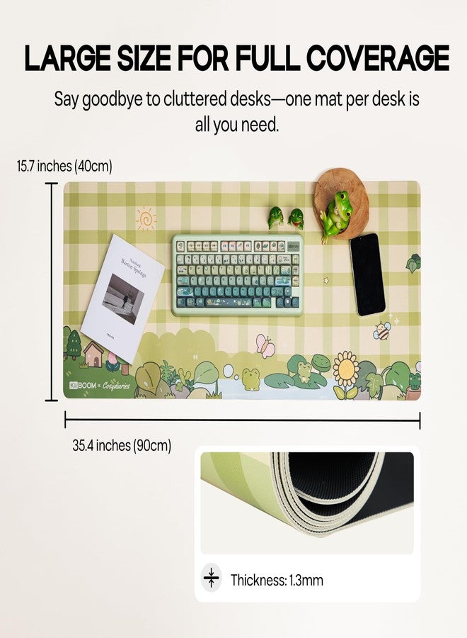 KiiBOOM X Cosydiaries Rainy Froggy Day Desk Mat, Non-Slip, 35.4’’ x 15.7’’, Large Gaming & Office Mouse Pad for Keyboard/Mouse/Laptop, PU Leather, Durable & Waterproof - Image 4